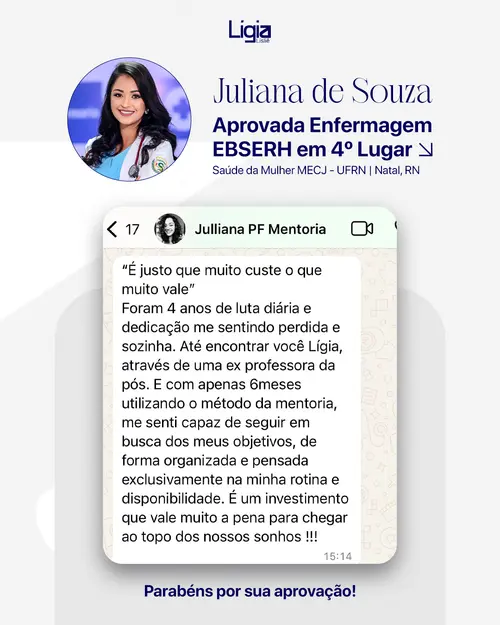 Depoimento Juliana de Souza — Aprovada EBSERH 4º lugar